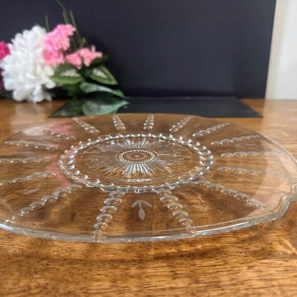 Federal Glass Columbia Clear Depression‎ Glass Platter Sunburst Etched Art Deco - Picture 5 of 5